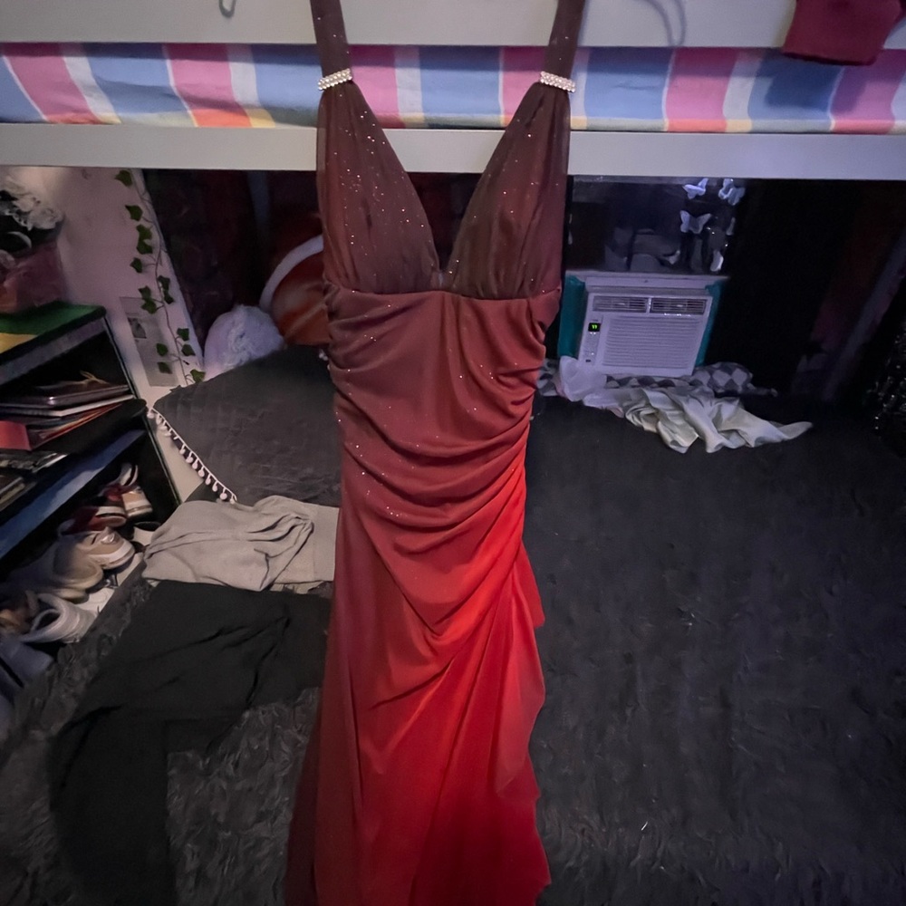 beautiful long red sparkly dress